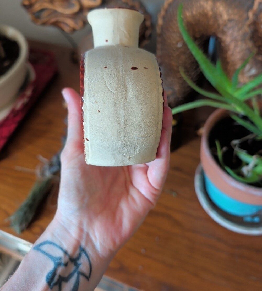 Handcrafted Beige and Brown Floral Ceramic Vase - Picture 6 of 6